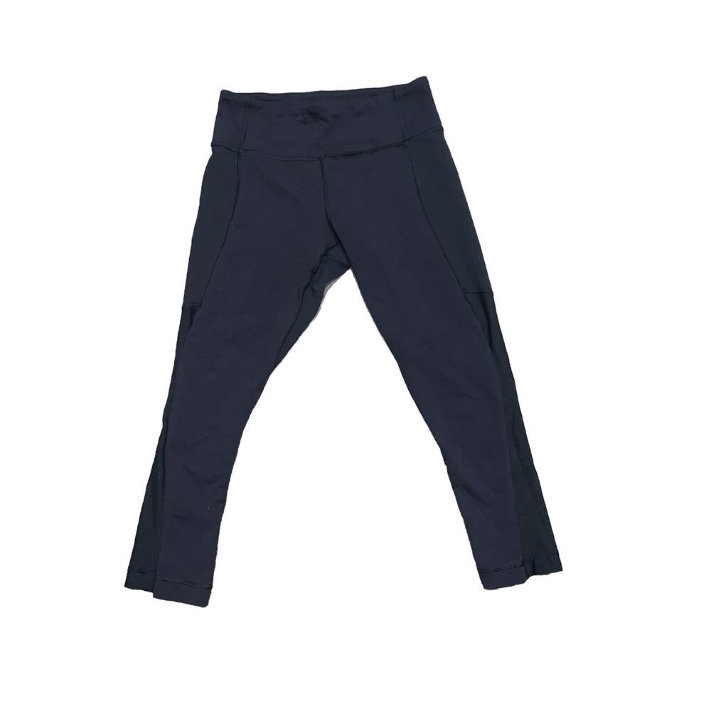 Lululemon Breathe Easy Crop Full Luon Size 4 Black Mesh